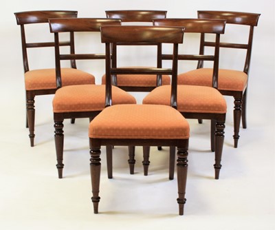 Lot 2735 - A set of seven William IV mahogany bar back...