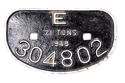 Lot 31 - Original cast iron 21 Tons 1948 wagon plate,...