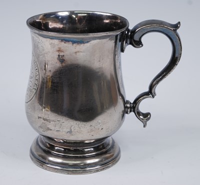 Lot 1280 - A Victorian pewter tankard, of bell shape with...