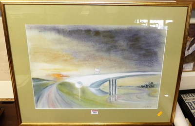 Lot 1001 - Cuthbert Bell - The Freeway, watercolour,...