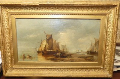 Lot 1007 - 19th century English school - Fishing boats at...