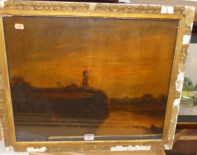 Lot 1030 - English school - river landscape with windmill...