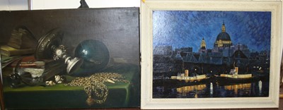 Lot 1037 - EV Balley - still life with silver comport and...