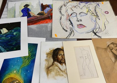 Lot 1062 - Assorted loose sketches, artists proof prints,...