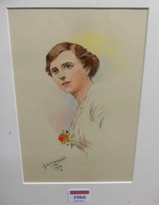 Lot 1066 - GW Wakefield - portrait study watercolour,...