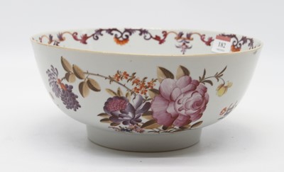 Lot 182 - An 18th century porcelain bowl, decorated with...