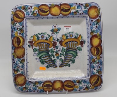 Lot 190 - A Ravello tin glazed earthenware plate,...