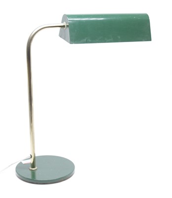 Lot 242 - A 20th century green painted brass desk lamp,...