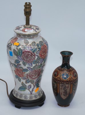 Lot 262 - A Chinese cloisonne enamel decorated vase,...