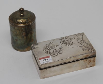 Lot 324 - A Japanese white metal box with cherry blossom...