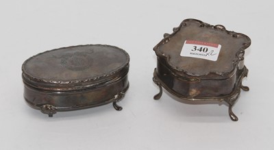 Lot 340 - A Goerge V silver trinket box of shaped...