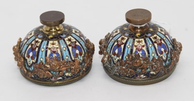 Lot 345 - A pair of 19th century bronze and enamelled...