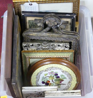 Lot 1098 - A box of assorted prints, frames, and...