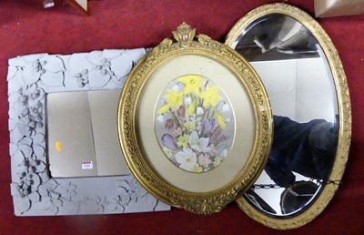 Lot 1104 - A gilt composition framed and bevelled oval...