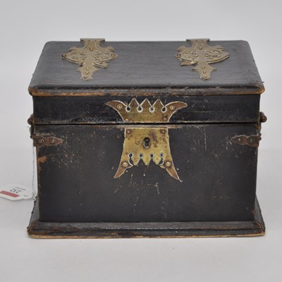 Lot 232 - A 19th century black leather clad box of...