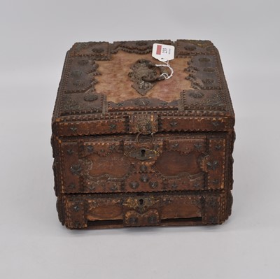 Lot 233 - A 19th century tramp art box of rectangular...