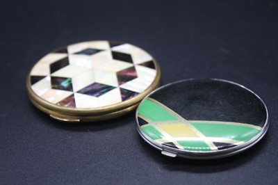 Lot 470 - An Art Deco chrome and enamel lady's powder...