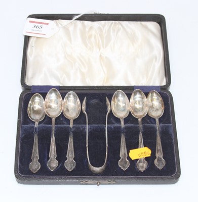 Lot 365 - A set of George V silver teaspoons, together...