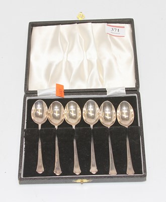 Lot 371 - A set of six George VI silver teaspoons in...