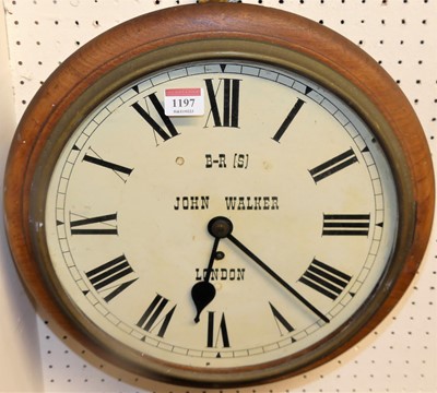 Lot 1197 - A Victorian mahogany circular railway clock,...