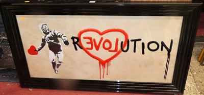 Lot 1199 - After Banksy - Revolution, mixed media study,...