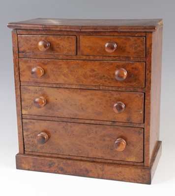 Lot 4222 - A Victorian burr yew apprentice piece chest,...