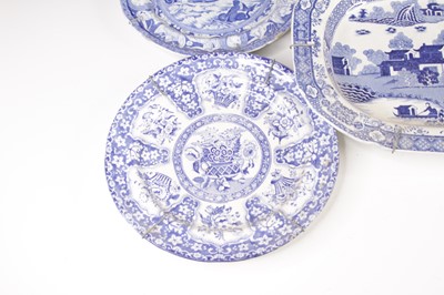 Lot 4028 - A blue and white transfer decorated meat dish,...