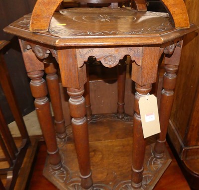 Lot 1276 - An early 20th century line carved oak...