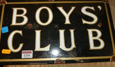 Lot 1294 - An enamel on metal wall sign titled 'Boys'...