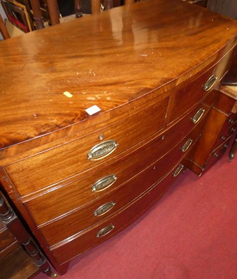 Lot 1295 - A Regency mahogany bowfront chest of drawers,...