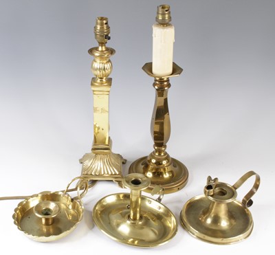 Lot 4177 - A brass table lamp, having a fluted sconce on...