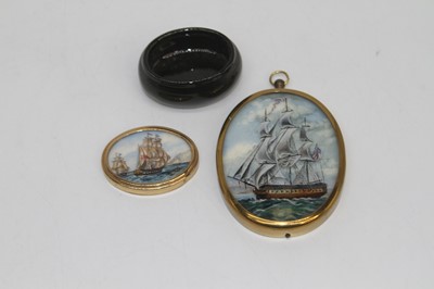 Lot 511 - A reversed painted pendant depicting a ship...