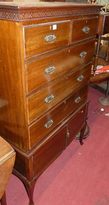 Lot 1305 - A circa 1900 mahogany tallboy, on cabriole...