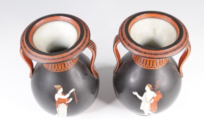Lot 4083 - A pair of continental Etruscan style porcelain...
