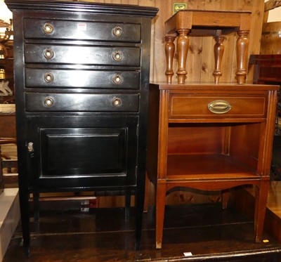 Lot 1331 - An Edwardian ebonised ledgeback music chest, w....