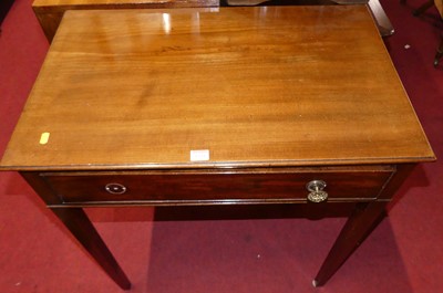 Lot 1338 - A circa 1900 mahogany single drawer side table,...