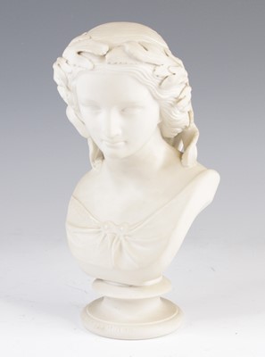 Lot 4072 - A Copeland parian head and shoulder bust of...