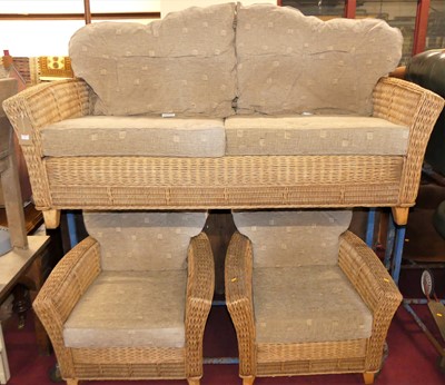 Lot 1373 - A contemporary wicker three-piece conservatory...