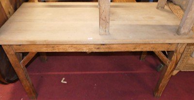 Lot 1375 - A rustic pine and beech rectangular kitchen...