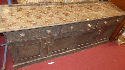 Lot 1384 - A large Victorian stained pine dresser base,...