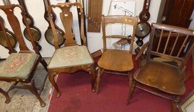 Lot 1385 - An 18th century walnut splatback single dining...