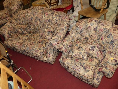 Lot 1418 - A contemporary floral buttoned upholstered...