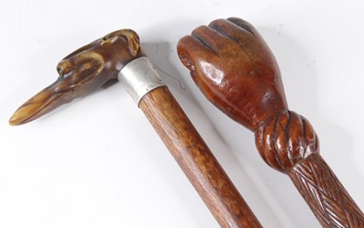 Lot 4195 - A late Victorian walking cane, the horn handle...