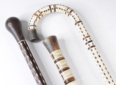 Lot 4199 - A 19th century walking cane, having a spirally...