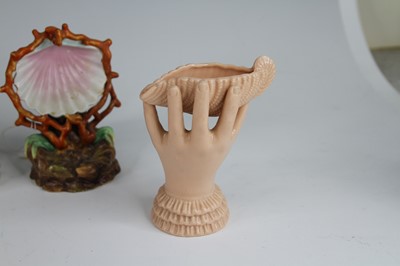 Lot 4074 - A Copeland vase, in the form of a shell upon...