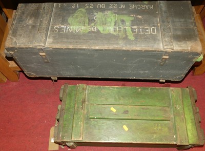 Lot 1500 - Two painted timber and metal bound portable...