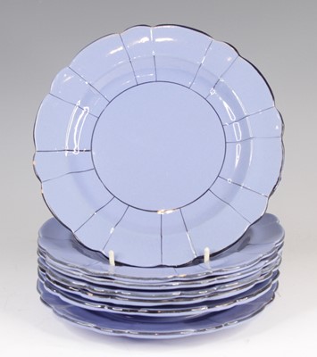 Lot 4035 - A set of Victorian blue glazed plates, each...