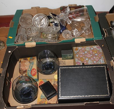 Lot 765 - Two boxes of glassware and costume jewellery...