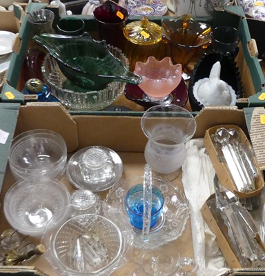 Lot 684 - Two boxes of glassware to include amber...