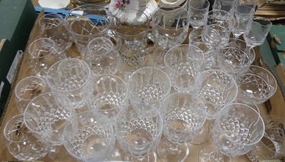 Lot 687 - A box of glassware to include cut glass wine...